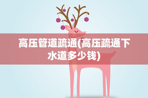 高压管道疏通(高压疏通下水道多少钱)