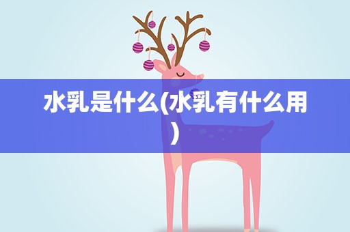 水乳是什么(水乳有什么用)