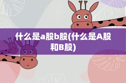 什么是a股b股(什么是A股和B股)