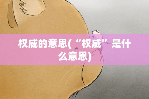 权威的意思(“权威”是什么意思)