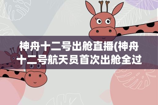 神舟十二号出舱直播(神舟十二号航天员首次出舱全过程)