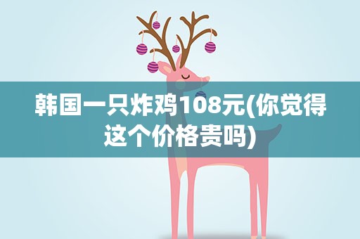 韩国一只炸鸡108元(你觉得这个价格贵吗)