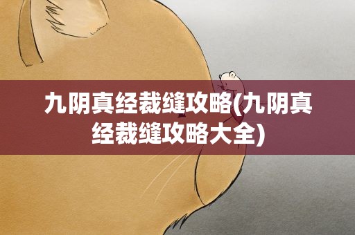 九阴真经裁缝攻略(九阴真经裁缝攻略大全)