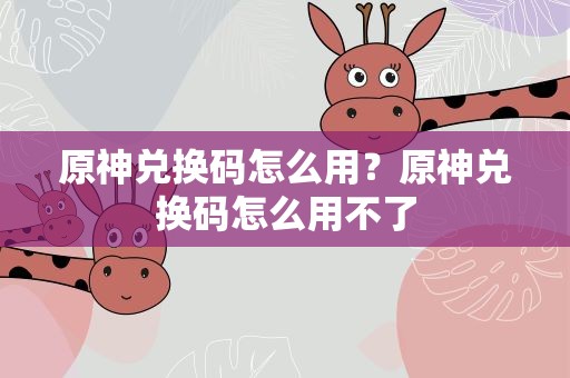 原神兑换码怎么用？原神兑换码怎么用不了
