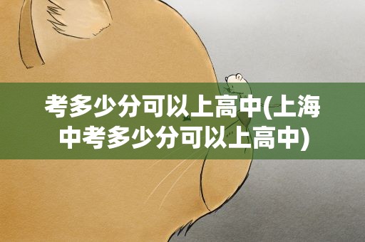 考多少分可以上高中(上海中考多少分可以上高中)