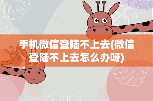 手机微信登陆不上去(微信登陆不上去怎么办呀)