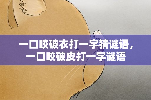 一口咬破衣打一字猜谜语，一口咬破皮打一字谜语
