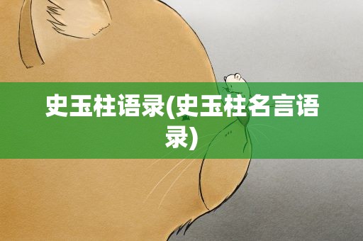 史玉柱语录(史玉柱名言语录)