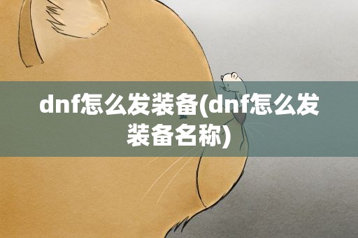 dnf怎么发装备(dnf怎么发装备名称)