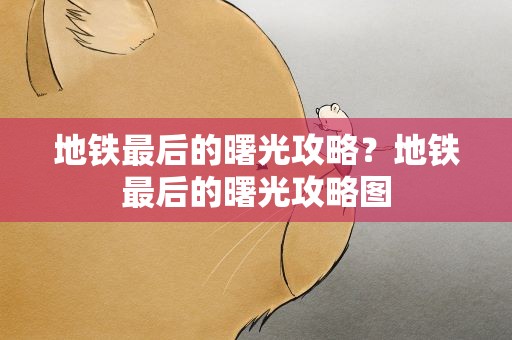 地铁最后的曙光攻略？地铁最后的曙光攻略图