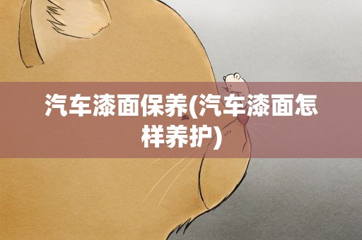 汽车漆面保养(汽车漆面怎样养护)