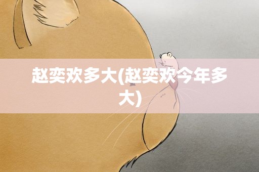 赵奕欢多大(赵奕欢今年多大)