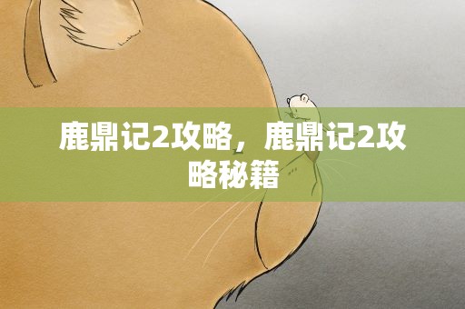 鹿鼎记2攻略，鹿鼎记2攻略秘籍