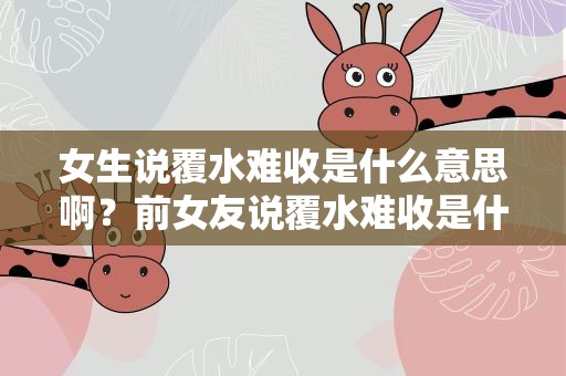 女生说覆水难收是什么意思啊？前女友说覆水难收是什么意思