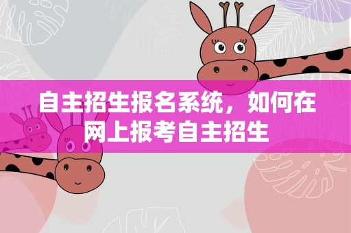 自主招生报名系统，如何在网上报考自主招生