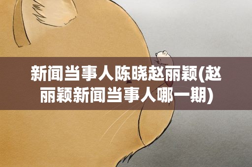 新闻当事人陈晓赵丽颖(赵丽颖新闻当事人哪一期)