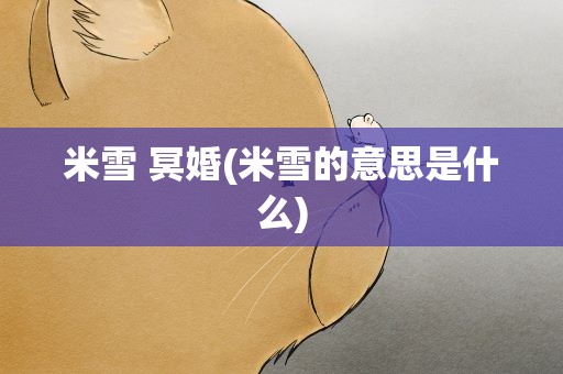米雪 冥婚(米雪的意思是什么)