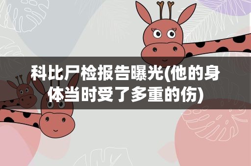 科比尸检报告曝光(他的身体当时受了多重的伤)