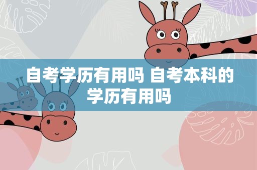 自考学历有用吗 自考本科的学历有用吗