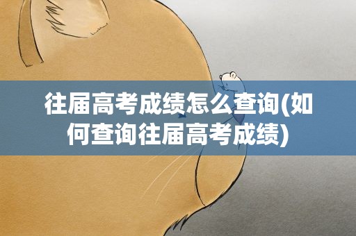 往届高考成绩怎么查询(如何查询往届高考成绩)