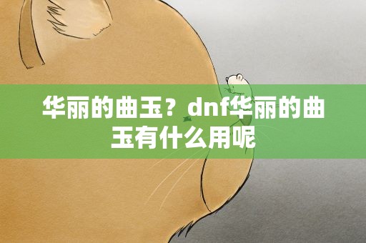 华丽的曲玉？dnf华丽的曲玉有什么用呢