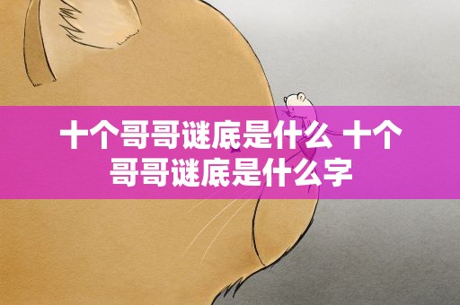 十个哥哥谜底是什么 十个哥哥谜底是什么字
