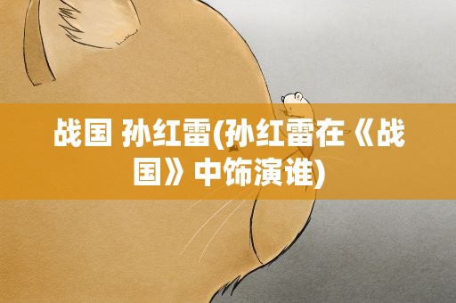 战国 孙红雷(孙红雷在《战国》中饰演谁)