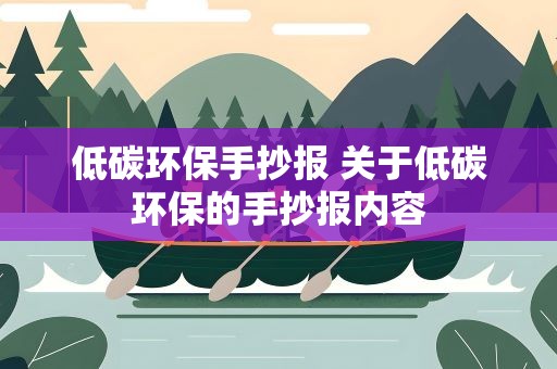 低碳环保手抄报 关于低碳环保的手抄报内容