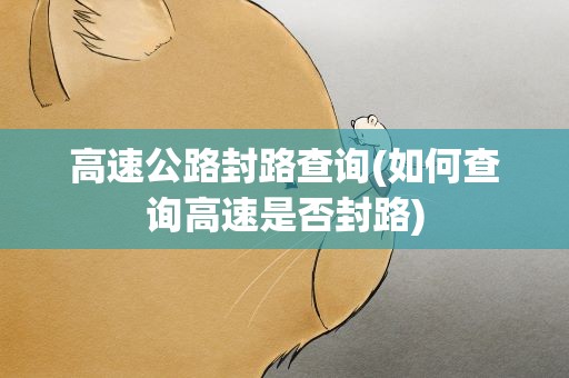 高速公路封路查询(如何查询高速是否封路)