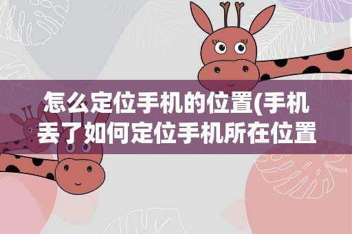 怎么定位手机的位置(手机丢了如何定位手机所在位置)
