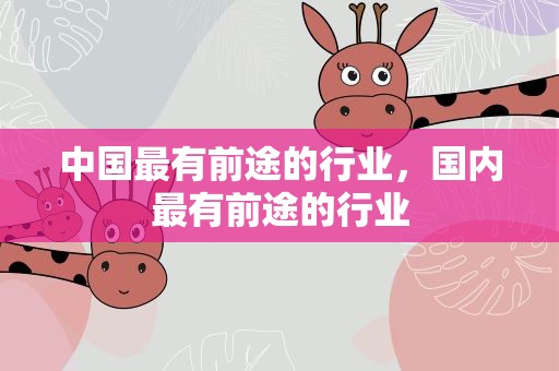 中国最有前途的行业，国内最有前途的行业