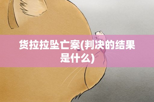 货拉拉坠亡案(判决的结果是什么)