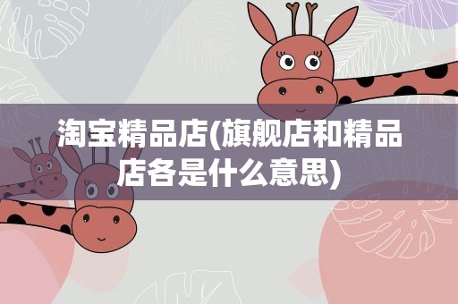 淘宝精品店(旗舰店和精品店各是什么意思)