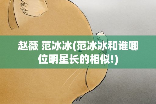 赵薇 范冰冰(范冰冰和谁哪位明星长的相似!)