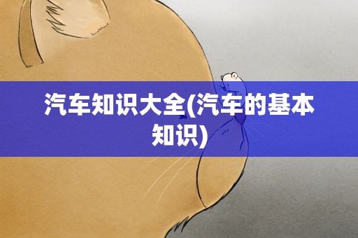 汽车知识大全(汽车的基本知识)