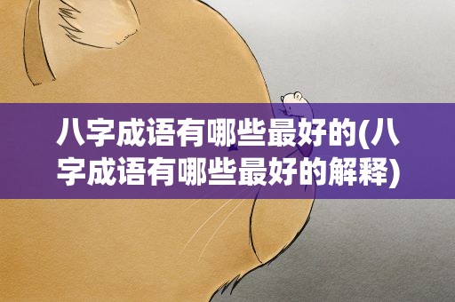 八字成语有哪些最好的(八字成语有哪些最好的解释)