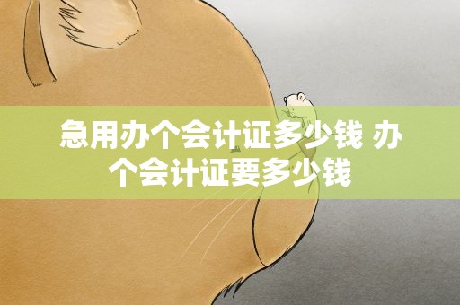 急用办个会计证多少钱 办个会计证要多少钱
