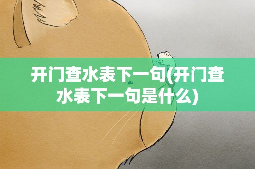 开门查水表下一句(开门查水表下一句是什么)