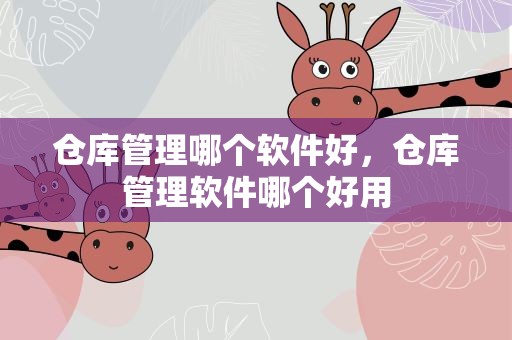 仓库管理哪个软件好，仓库管理软件哪个好用