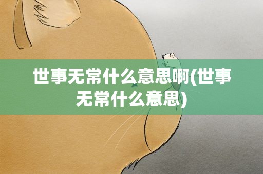 世事无常什么意思啊(世事无常什么意思)