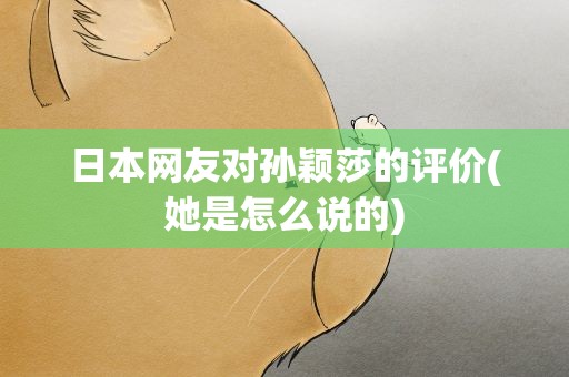 日本网友对孙颖莎的评价(她是怎么说的)