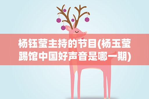 杨钰莹主持的节目(杨玉莹踢馆中国好声音是哪一期)
