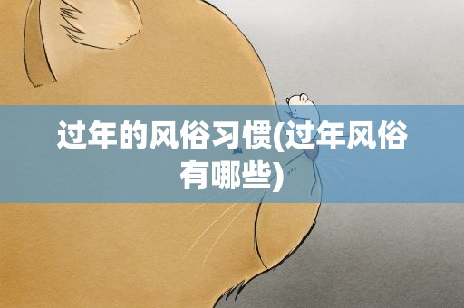 过年的风俗习惯(过年风俗有哪些)