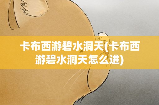 卡布西游碧水洞天(卡布西游碧水洞天怎么进)