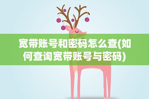 宽带账号和密码怎么查(如何查询宽带账号与密码)
