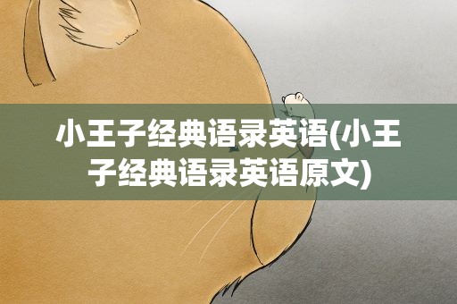 小王子经典语录英语(小王子经典语录英语原文)