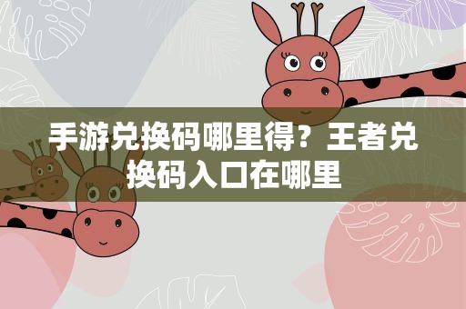 手游兑换码哪里得？王者兑换码入口在哪里
