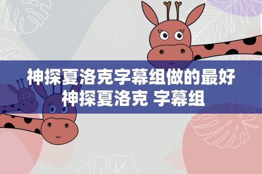 神探夏洛克字幕组做的最好 神探夏洛克 字幕组