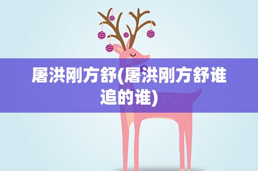 屠洪刚方舒(屠洪刚方舒谁追的谁)