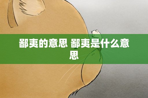 鄙夷的意思 鄙夷是什么意思